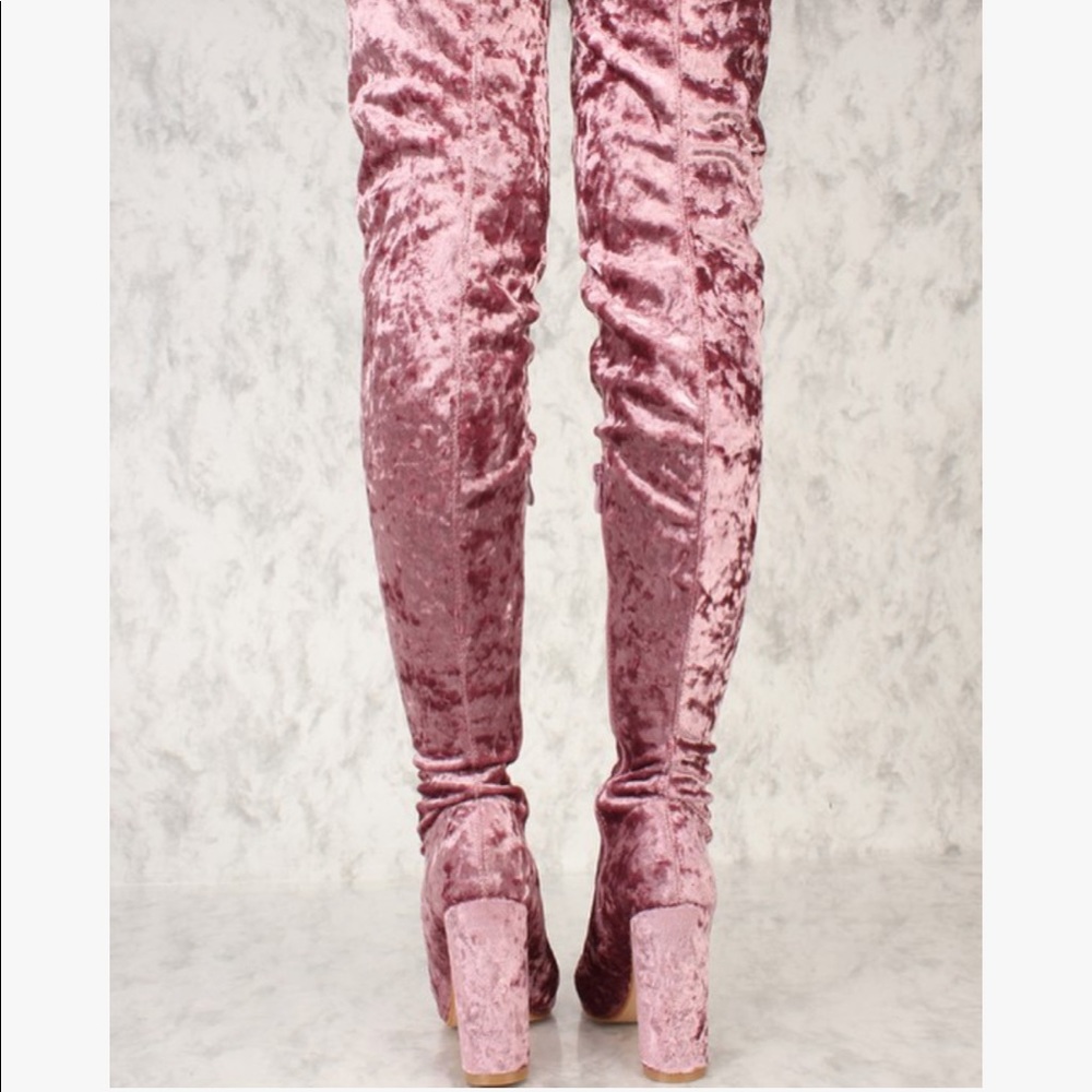 Dusty Rose Thigh High Boots - Picture 2 of 4